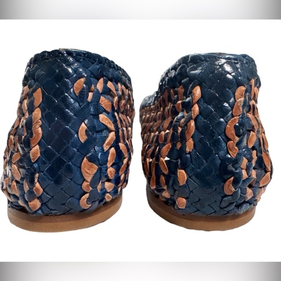 J.Crew Dreamweaver Woven Flats Blue & Brown Genuine Leather Made in Italy Size 7 - Picture 5 of 7